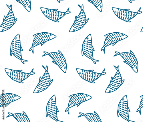Seamless pattern with fishes. Vector abstract background.