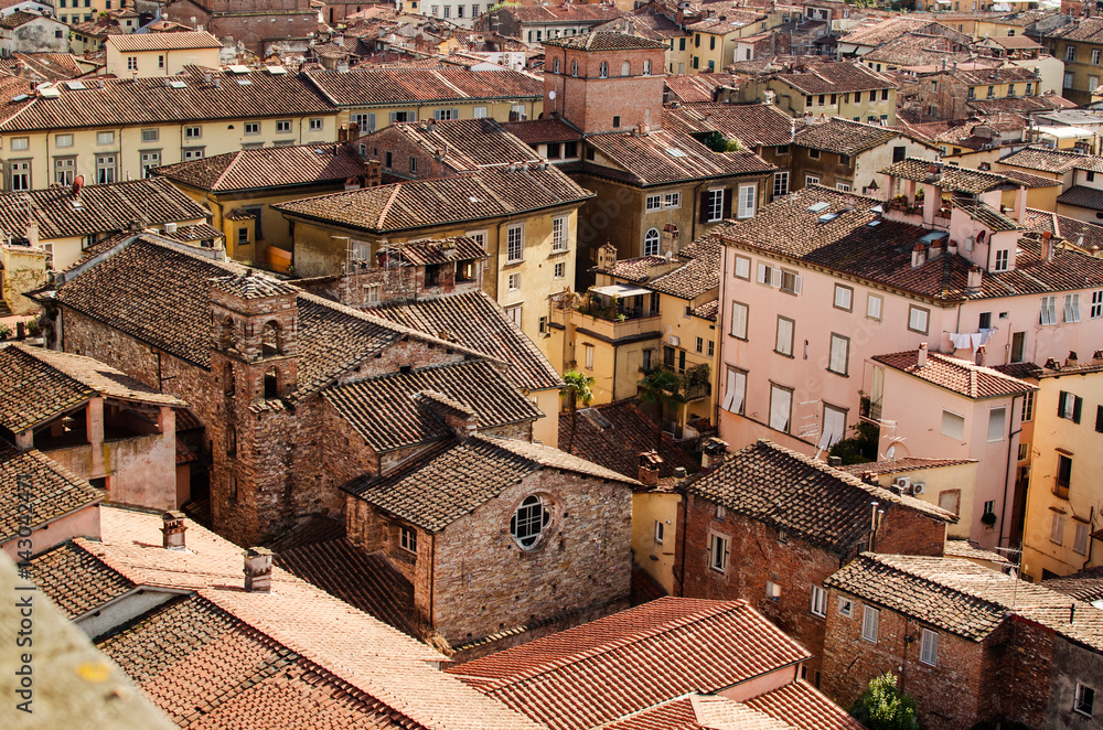 Red roofs of the old town of Lucca