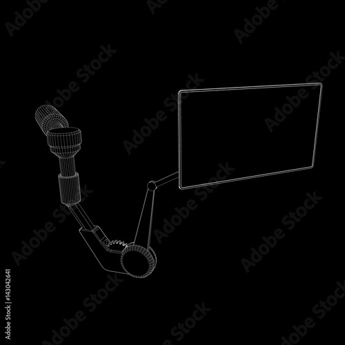 Robotic arm monitor. Vector...
