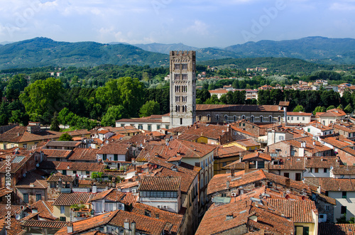 View to the old town of Lucca