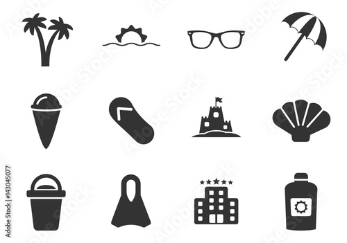 beach icon set