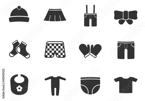 baby clothes icon set