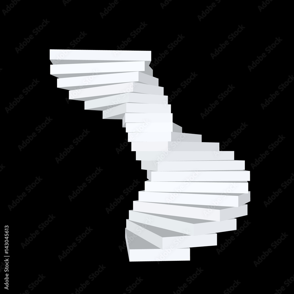 Spiral staircase. Isolated on black background.3d Vector illustration. Spiral staircase. Isolated on black background.3d Vector illustration.