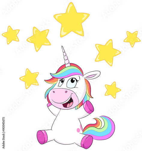 Niedliches Einhorn mit Sternen Vektor-Illustration