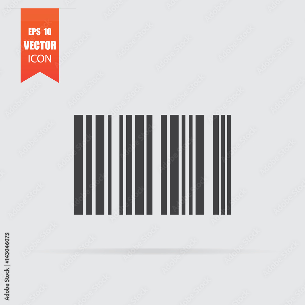 Barcode icon in flat style isolated on grey background. Barcode icon in flat style isolated on grey background.