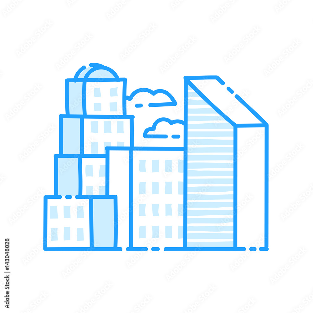 Fototapeta premium City hand drawn icon
