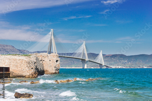Картината върху платно View of Patras and Rio Antirrio bridge, Greece
