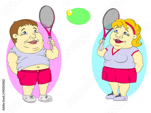 Fotografía fat people playing tennis
