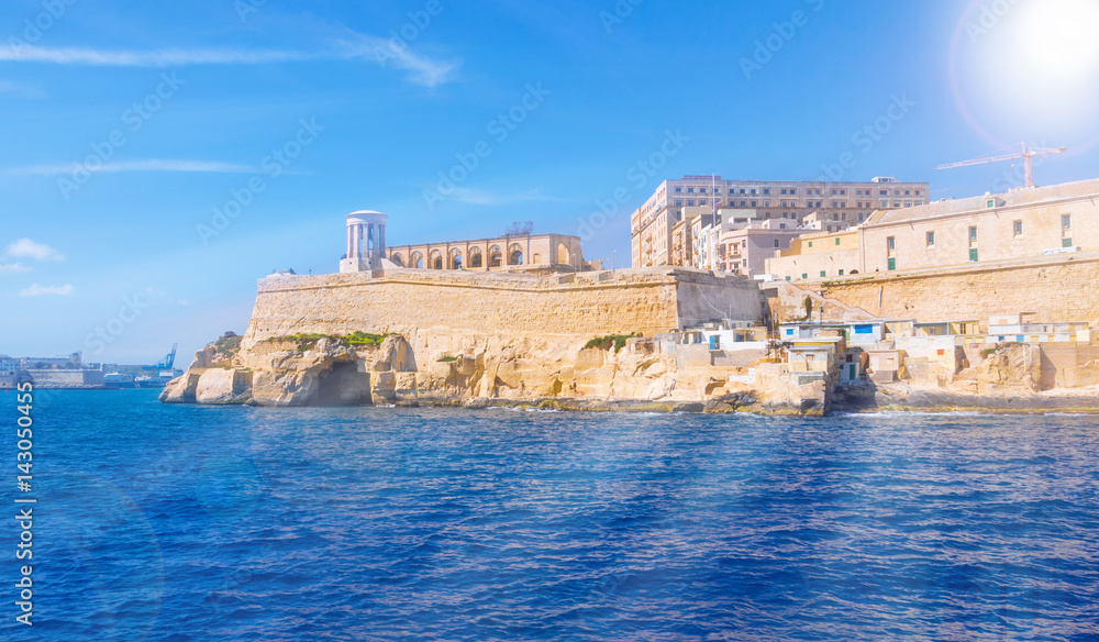 Traditional medieval architecture of Valletta, famous place of Malta, in summer season