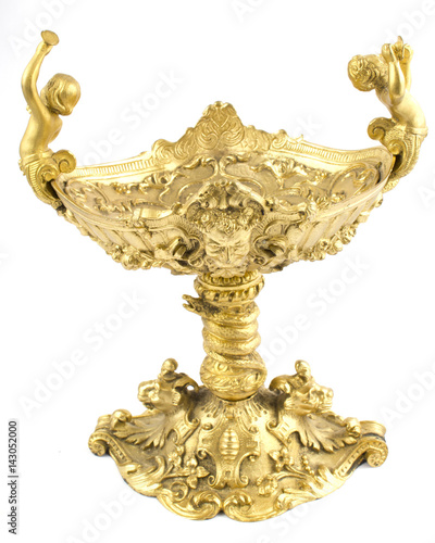 Very Ornate Gold bowl with Imps 