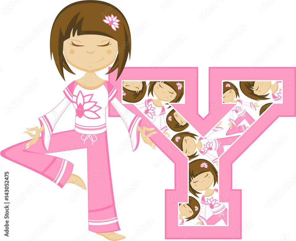Y is for Yoga Alphabet Learning Illustration