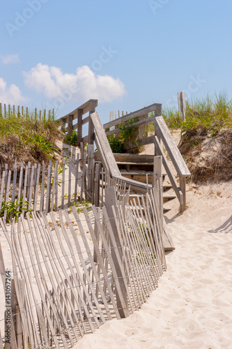 stairs and beach fence on Cape Cod beach