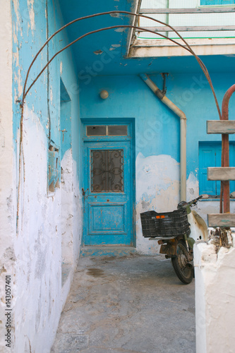 bleu old door in greece