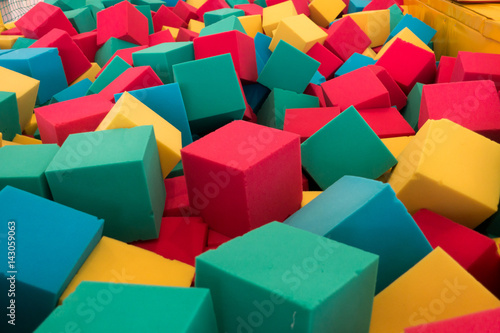 Multicolored foam cubes on the playground