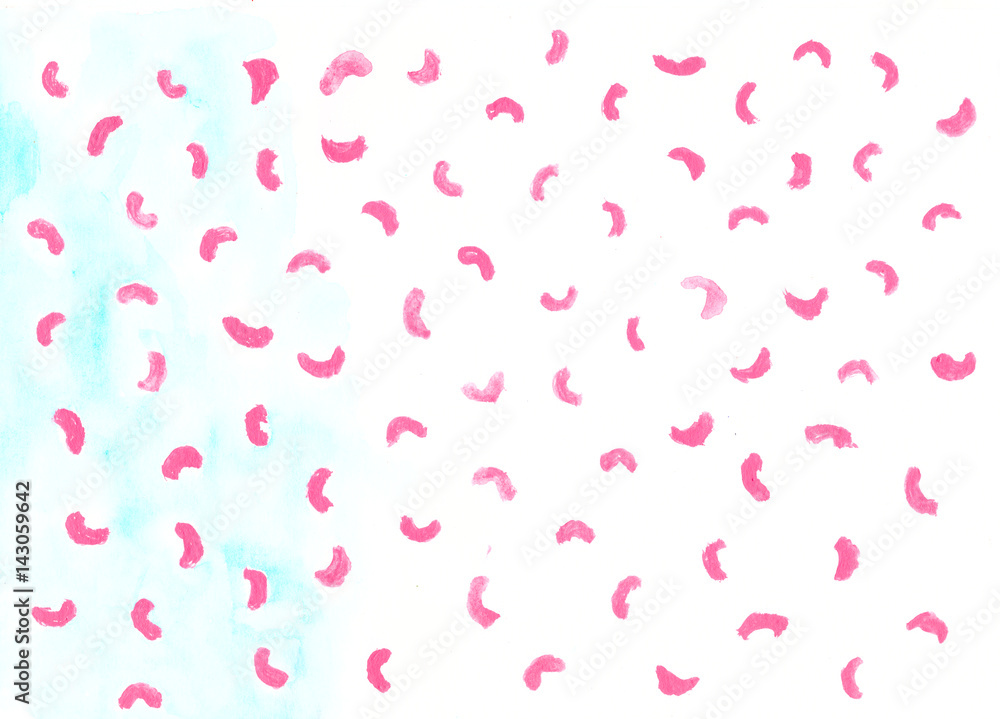 Watercolor pink rose dots hand drawn pattern
