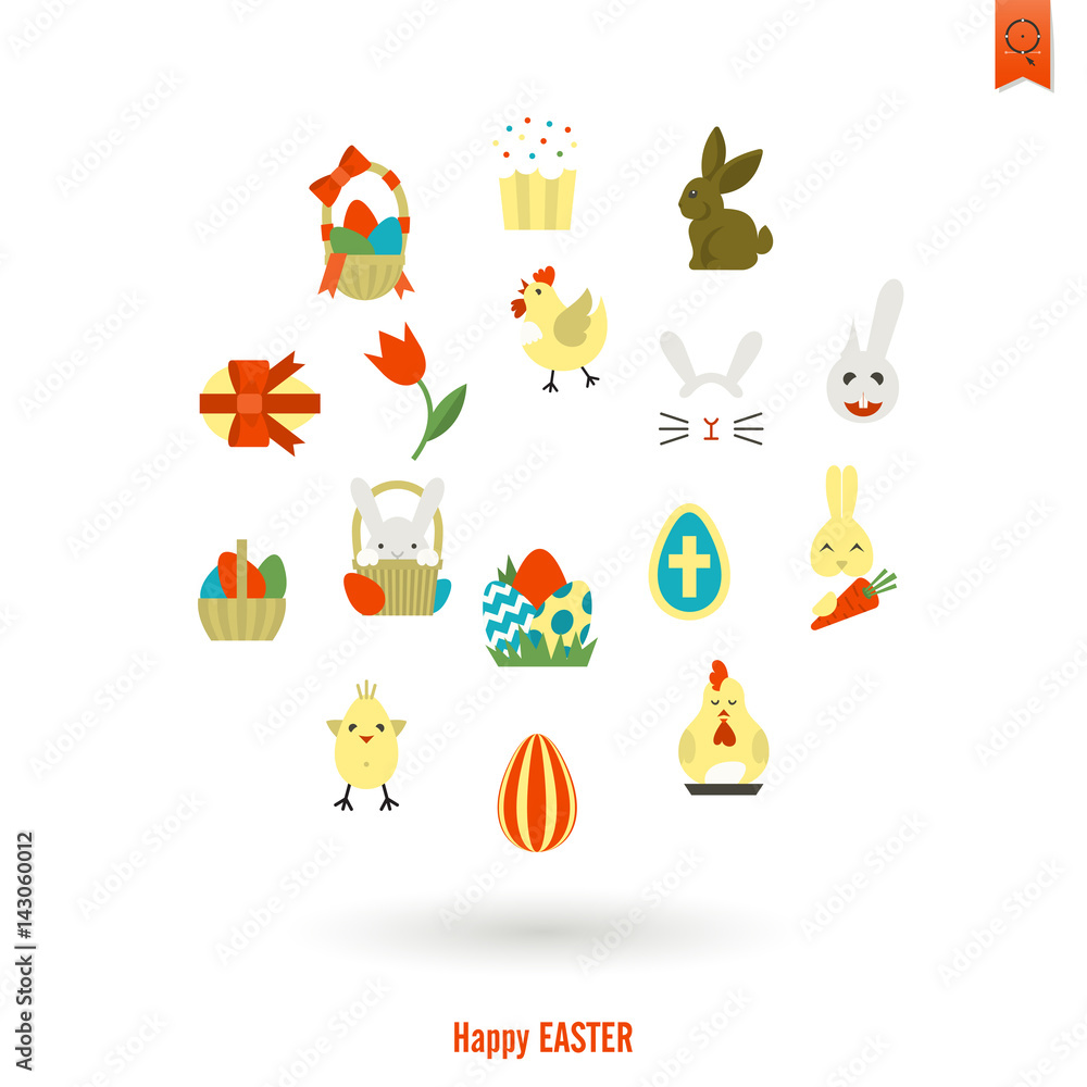 Fototapeta premium Celebration Easter Icons