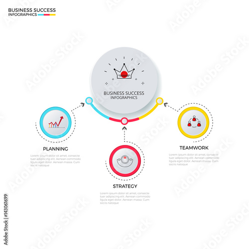 Successful business concept circle infographic template. Infographics with icons and elements. Can be used for workflow layout, diagram web design, infographics.