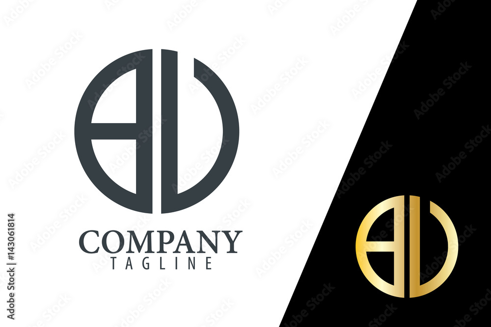 Initial Letter BU BV With Linked Circle Logo Initial Letter BU BV With Linked Circle Logo