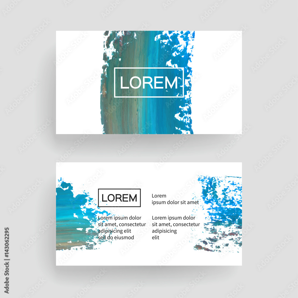 Obraz Set of vector business card templates with brush stroke background.