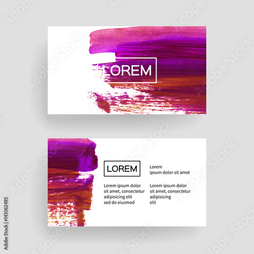 Set of vector business card templates with brush stroke background.