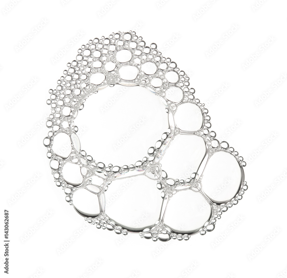 Obraz premium Foam bubble from soap or shampoo washing isolated on white background on top view photo object design