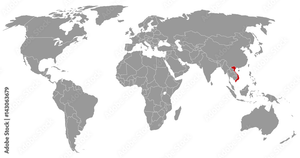 Obraz Vietnam auf der Weltkarte