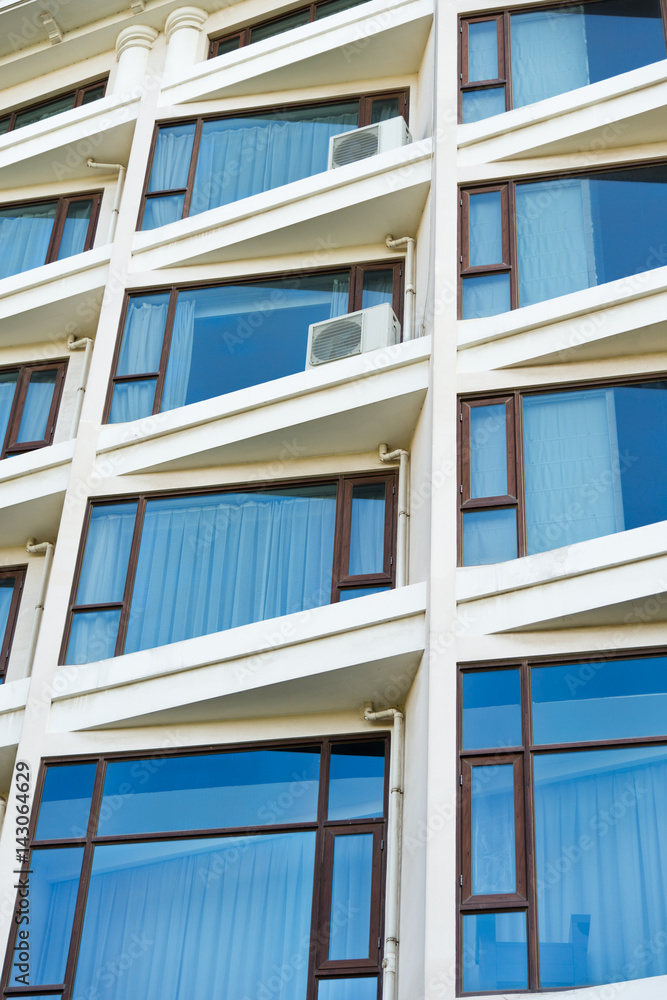 closeup image of hotel windows closeup image of hotel windows