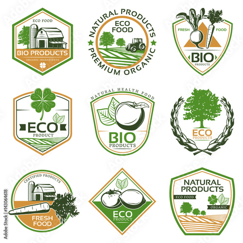 Colorful Organic Eco Emblems Collection