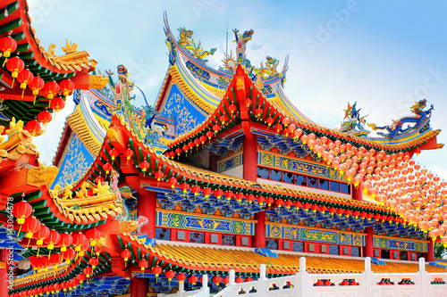 Photography Red lanterns decoration in Thean Hou Temple, Kuala Lumpur, Malay