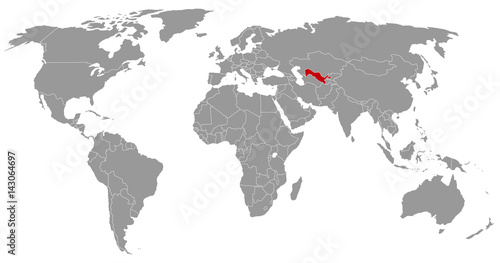 Usbekistan auf der Weltkarte