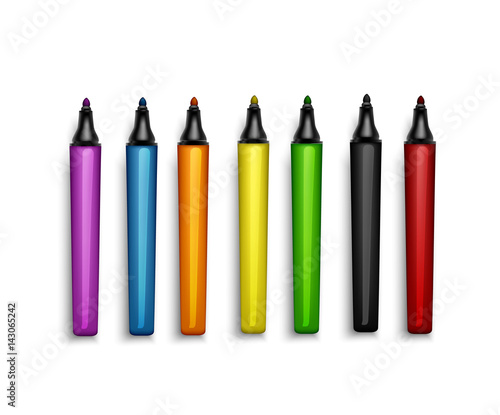 Set of felt-pens are different colors. Vector illustration
