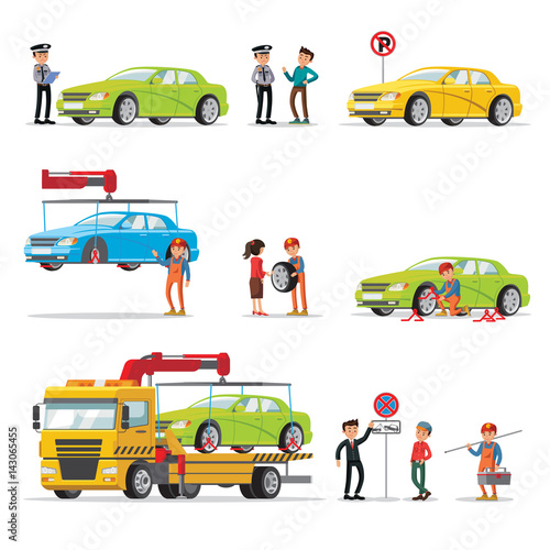 Car Evacuation Elements Set