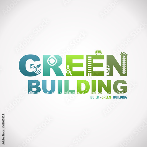 Green Building Sustainable Design Text Infographic