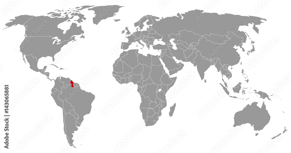 Guyana auf der Weltkarte