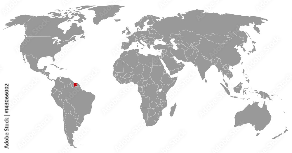 Suriname auf der Weltkarte