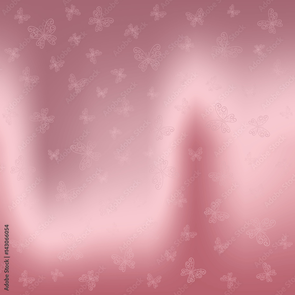 Romantic background with butterflies on shining pink silk Romantic background with butterflies on shining pink silk