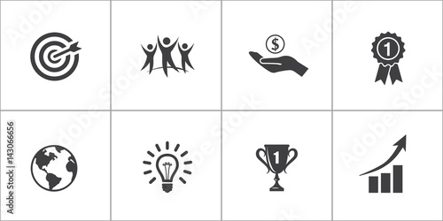 Vector icon set. Success in business or other
