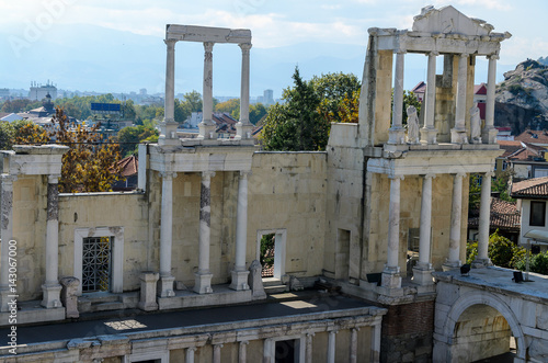 Details of ancient Roman theatre of Philippopolis, Plovdiv, Bulgaria