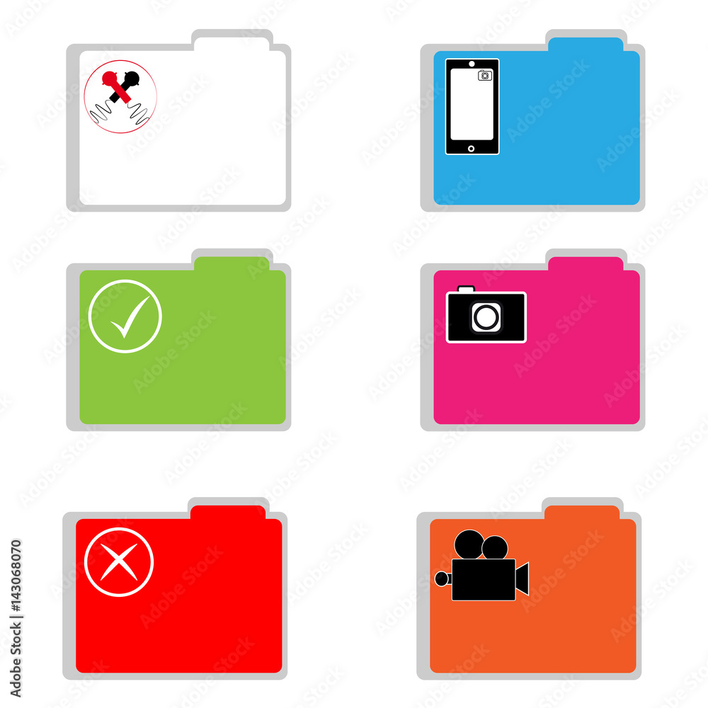 Color folders on white background Color folders on white background