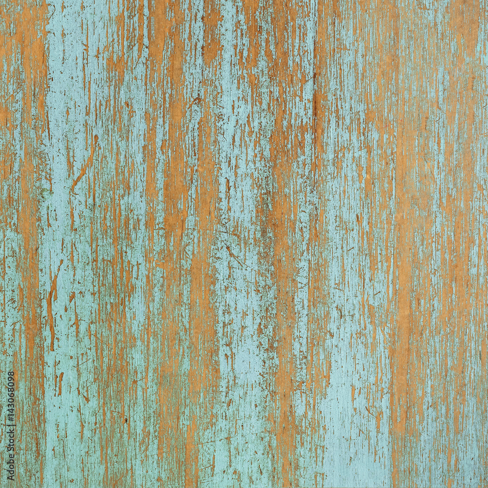 Teal and orange wooden boards background texture
