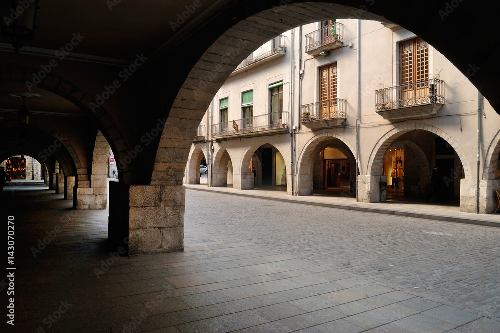 Square of El Vi in Girona, Catalonia,Spain,