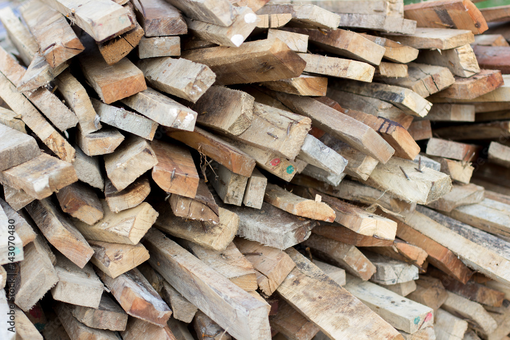the pile of timber waing for build anything in the site of construction the pile of timber waing for build anything in the site of construction