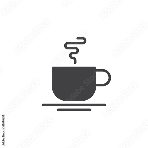 Hot coffee cup icon vector  filled flat sign  solid pictogram isolated on white. Cafe symbol  logo illustration. Pixel perfect