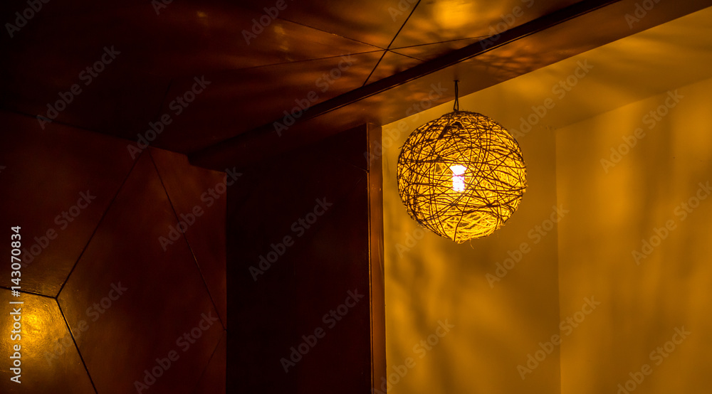 Illuminated Round Ceiling Light in the corner of a room