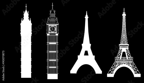 Big Ben and Eiffel Tower