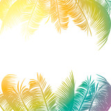 Abstract pattern of multi-colored palm leaves