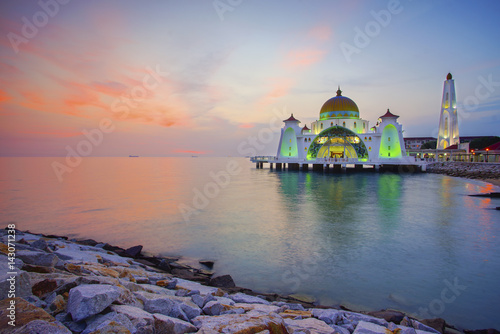 Majestic view of Malacca Straits Mosque during sunset © nelzajamal