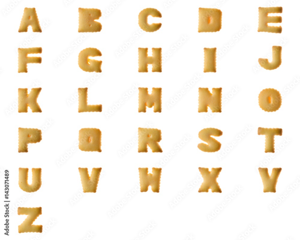Set collention of Cookie Letter Biscuit english capital font isolated