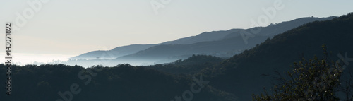 Fog cloud landscape panoramic view in Los Angeles California