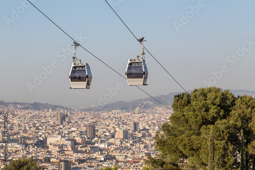 Photography Cable car between coast and Montjuic hill, Barcelona, Spain